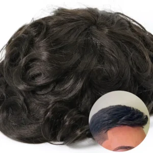 Q6 Swiss Lace Men Toupee with PU Sides and Back Wholesale