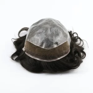 EMEDA BIO Man Hair Piece Knotted PU with Swiss Lace in front for Salon