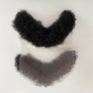 Emeda #1b Men Beards Lace base 4mm Afro curl Remy Human Hair Wholesale
