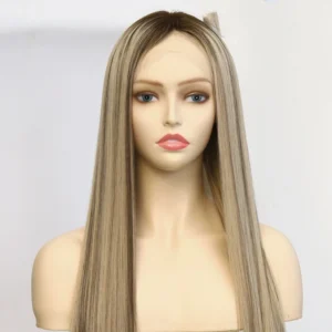 EMEDA Premium Swiss Lace Top Wigs Russia Human Hair Brown Root Blonde Highlight #Lydia