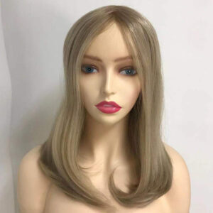 EMEDA #Kathy Brown Mixed Dark Blonde Jewish Lace Top Wig for Salon